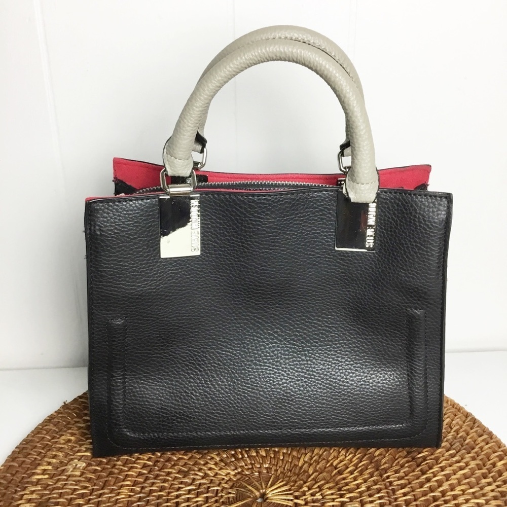 Steve Madden Black Purse Bag With Gray Handles Handbag Pink